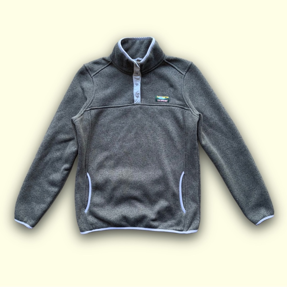 LL Bean Fleece Sweater Womens Small Pullover Sweatshirt Better Fleece Snap